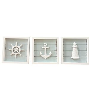 Coastal Nautical Wall Art Set - White and Cream